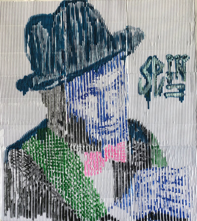 portrait, frank-sinatra, cicerotone, corrugated-paper, recycling, sustainable-art, acrylic-markers, urban-art, street-art, optical-illusion, unique, cicero-spin